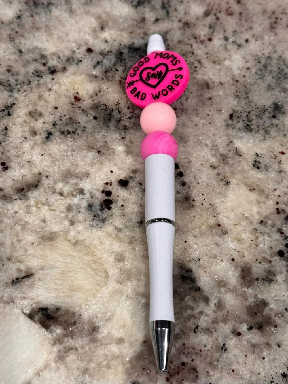 Pink Beaded Ballpoint Pen - Good Moms Bad Words